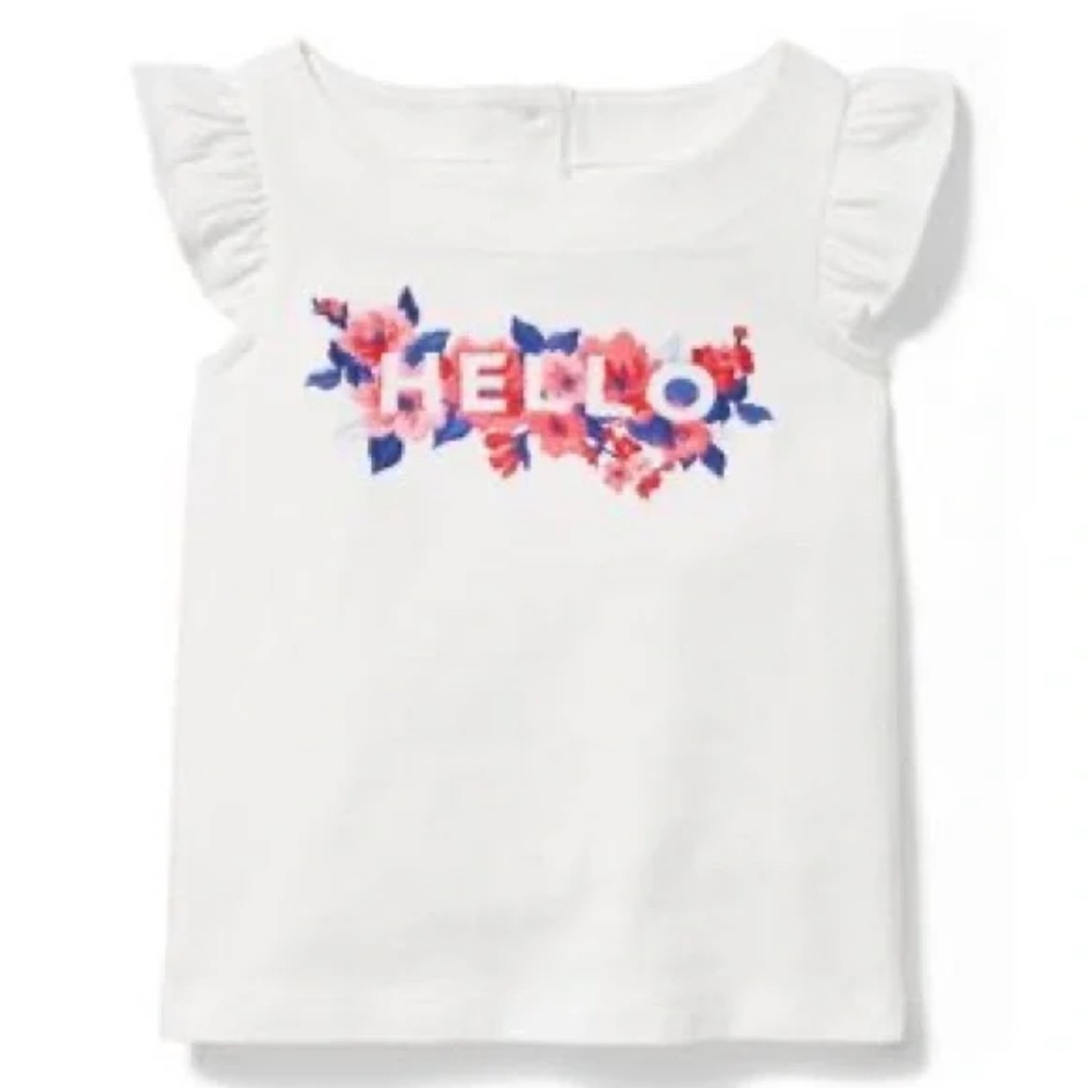 Janie And Jack Hello Floral Tee Graphic T-Shirt Size 5